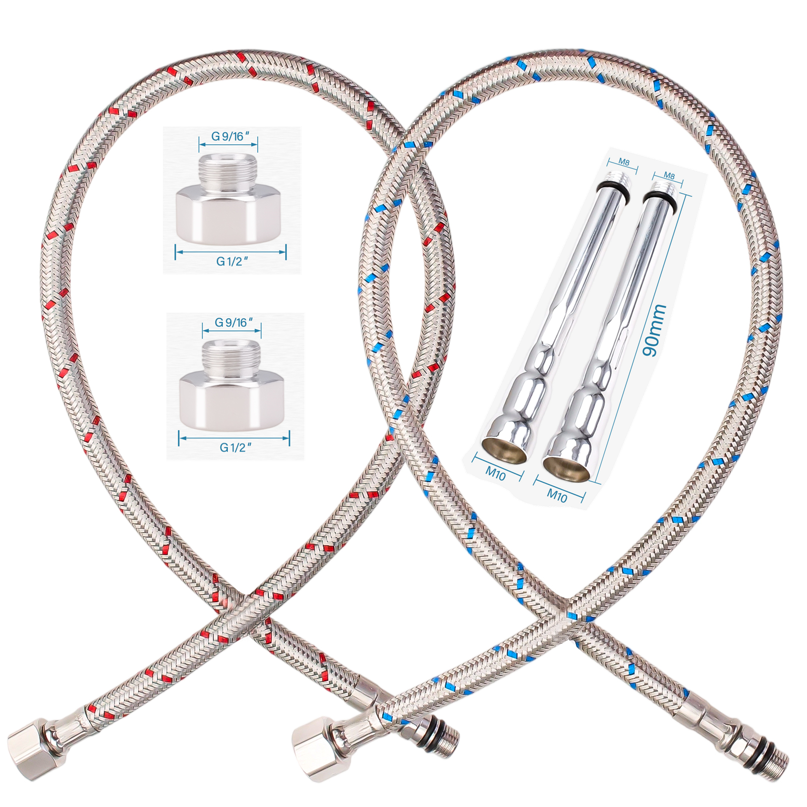 2PCS Flexible Plumbing Pipes G - Flexible Hose Braided recension och pris